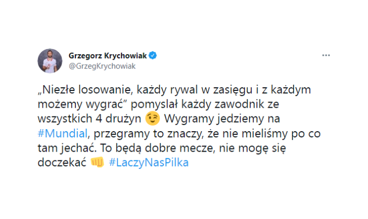 TWEET Krychowiaka po wylosowaniu baraży!